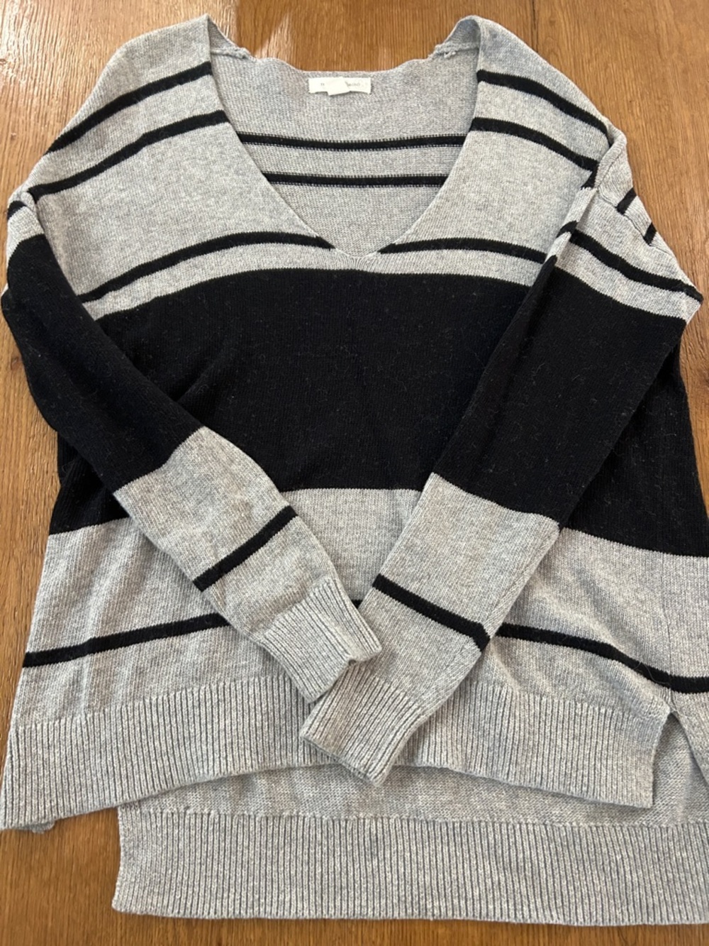 Women’s V-Neck Striped Knit Sweater - Treasure & Bond
